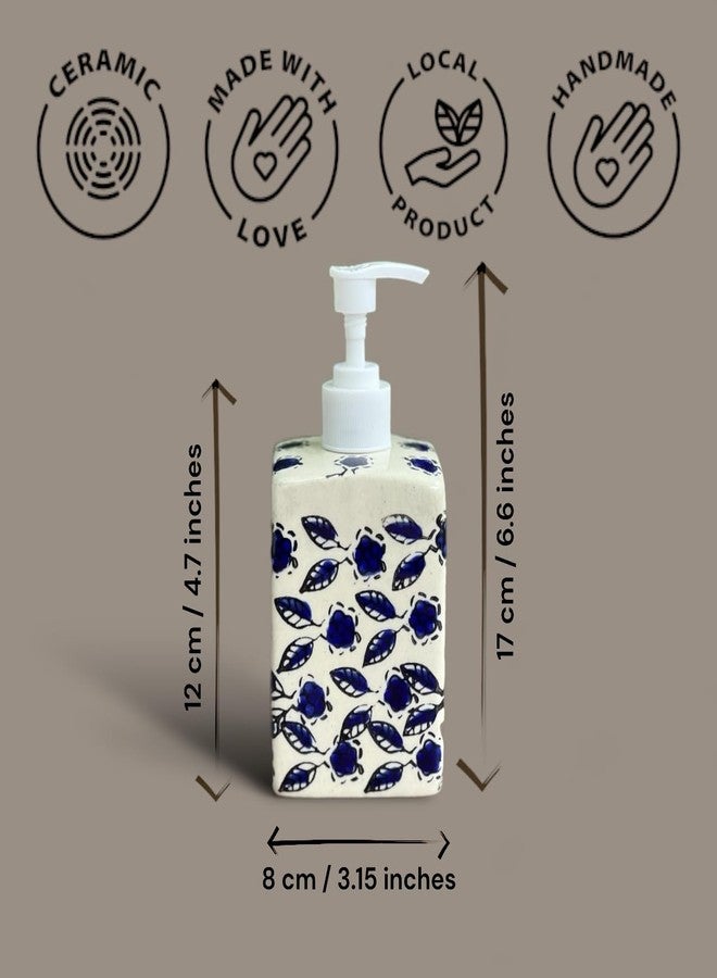 BACKKSPACE RETAIL Ceramic Handmade Liquid Dispenser Bottle for Lotion, Soap, Shampoo, Conditioner, Handwash | 300 ML | Blue | Modern Touch for Bathroom, Spa, Kitchen - Image 4